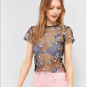 Urban Outfitter’s Embroidered Mesh Crop Top